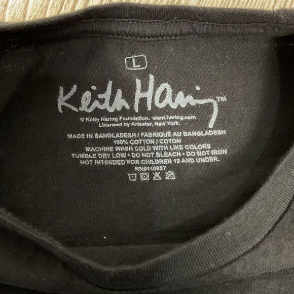 Keith Haring Artist Signature Art Black Graffiti Short Sleeve T-Shirt Men's L - Picture 5 of 6